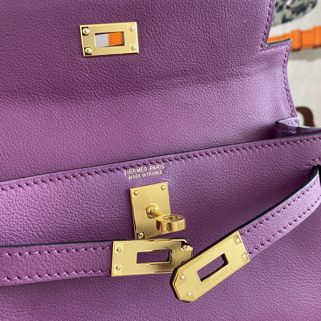 Hermes Kelly Danse Evercolor Bag In Purple Color